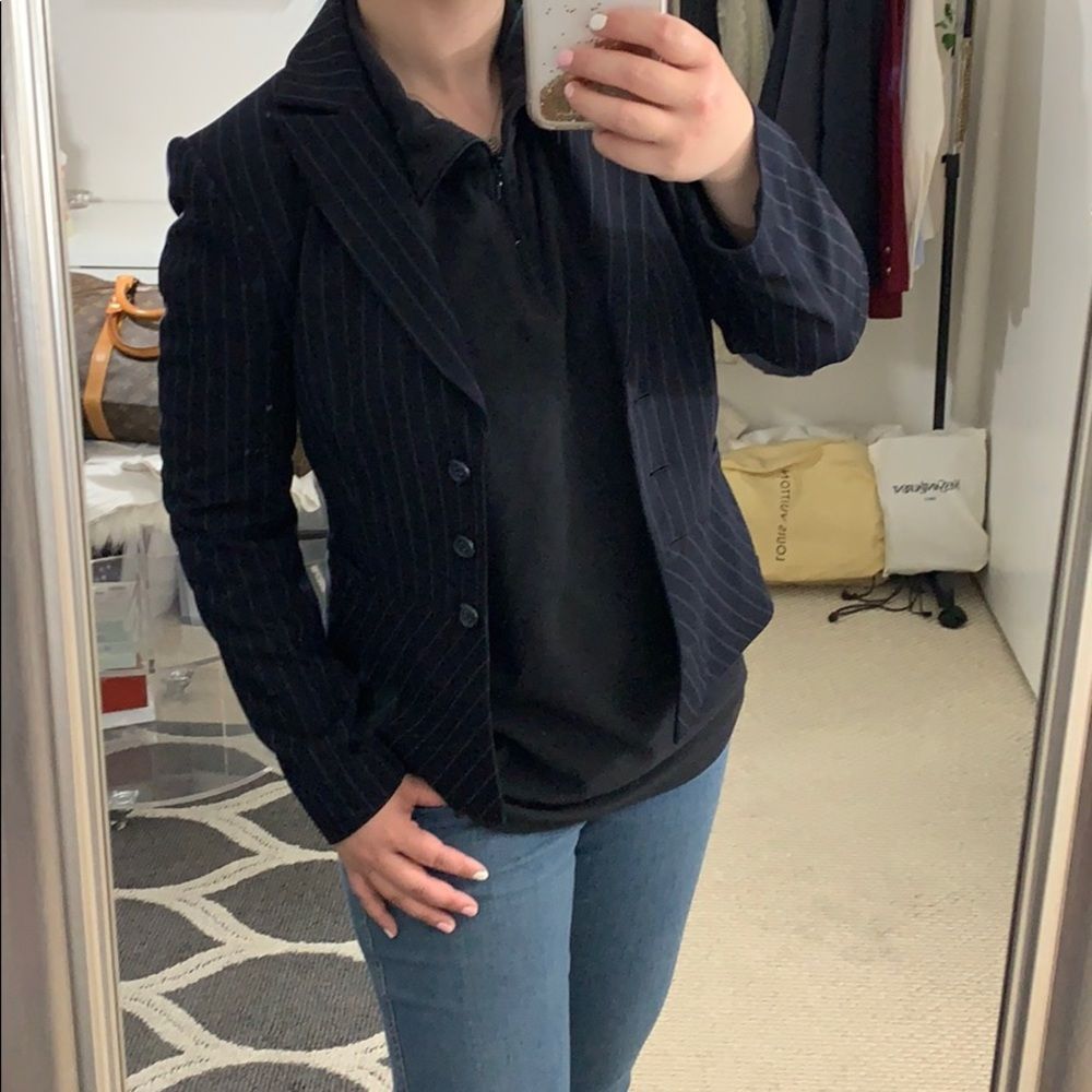 Vtg miyako striped suit jacket-M